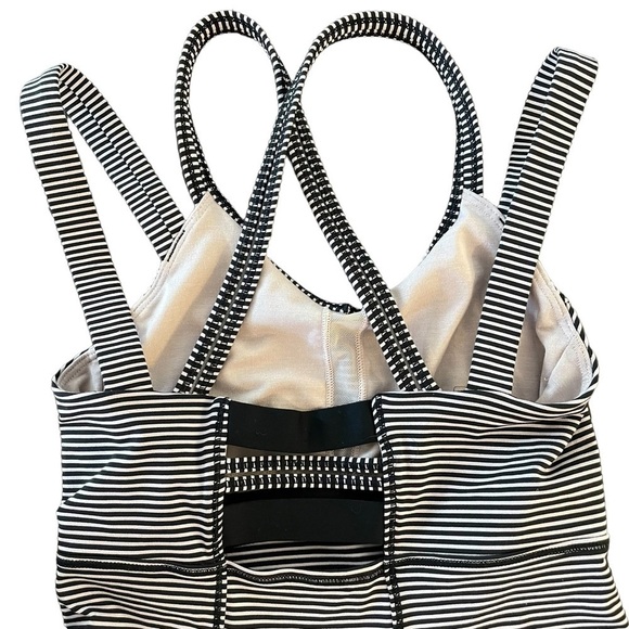 Lululemon Happy Strappy Tank, Mini Pop Stripe Black Mink Berry, Size 2 - Picture 12 of 14
